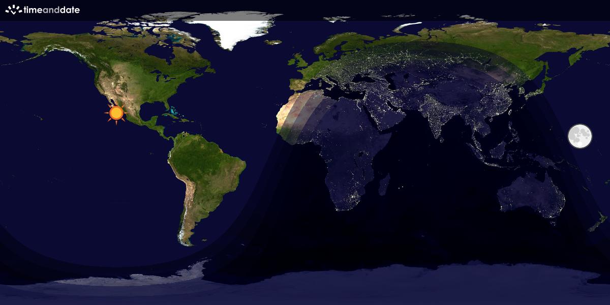 Verdenskart som viser dag og natt 