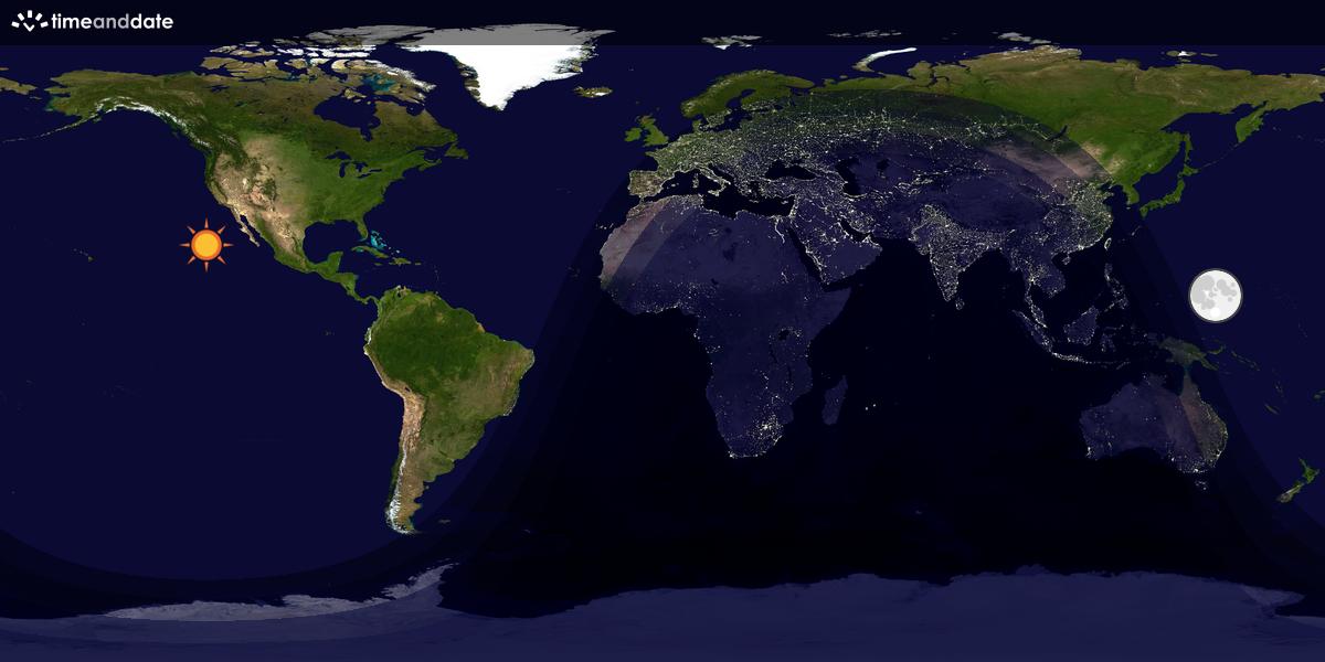 Verdenskart som viser dag og natt 