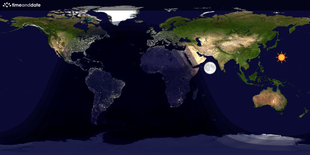 Verdenskart som viser dag og natt 