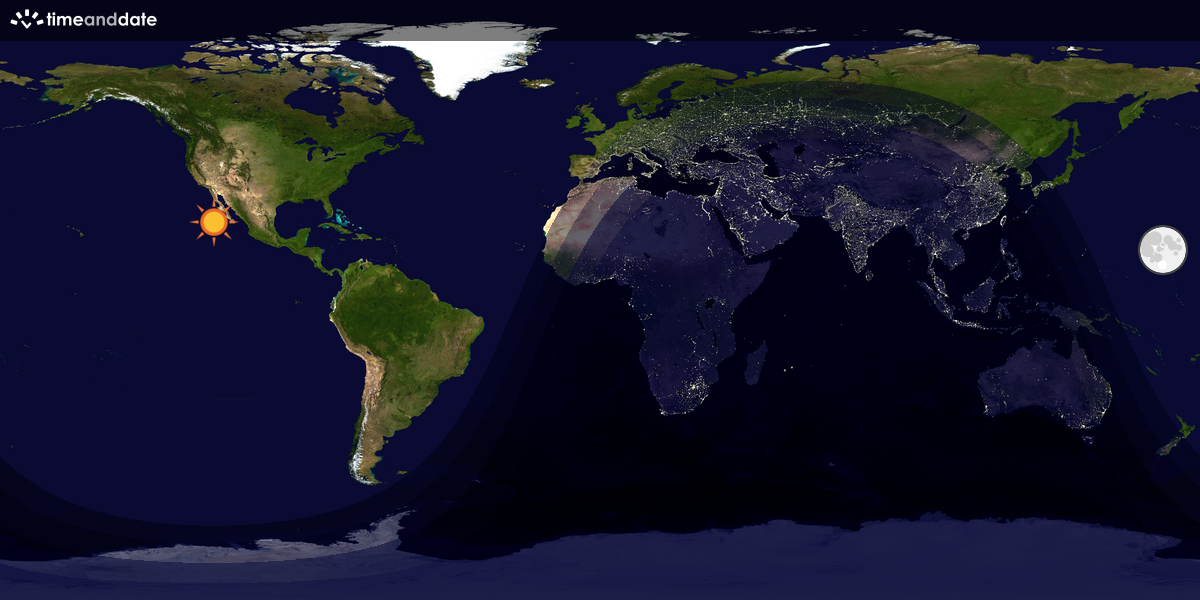 Verdenskart som viser dag og natt 