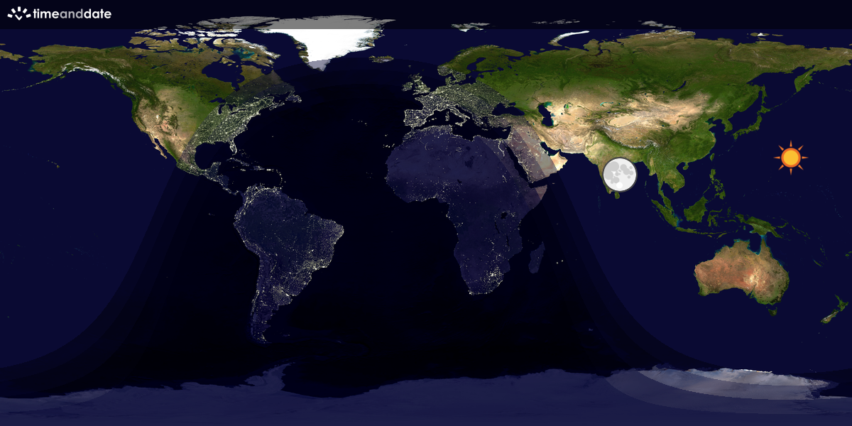 Verdenskart som viser dag og natt 