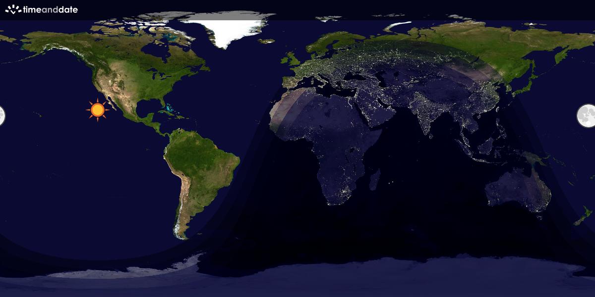 Verdenskart som viser dag og natt 