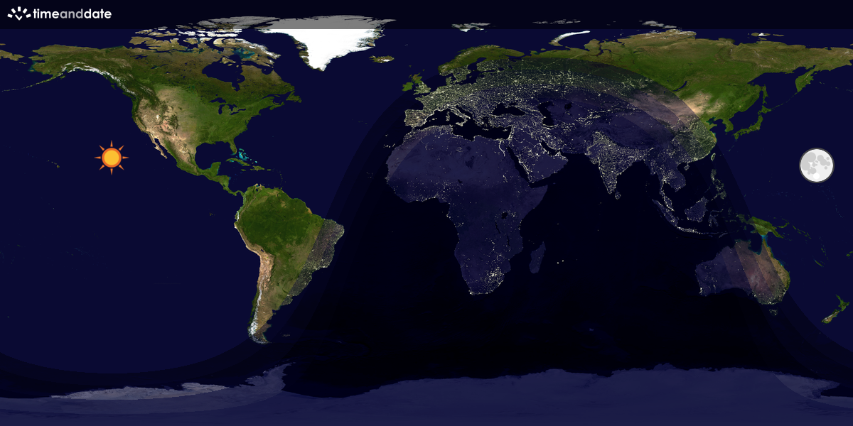 Verdenskart som viser dag og natt 