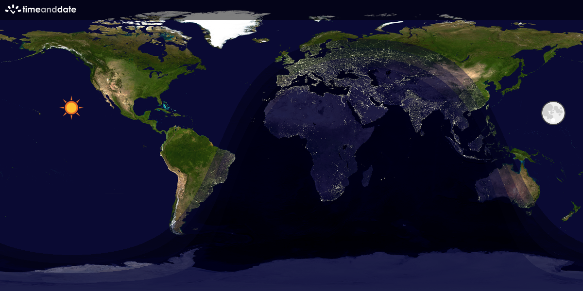 Verdenskart som viser dag og natt 