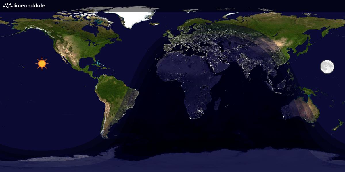 Verdenskart som viser dag og natt 