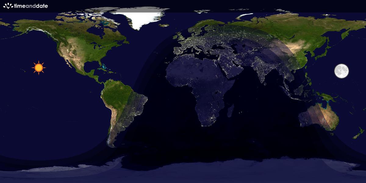 Verdenskart som viser dag og natt 