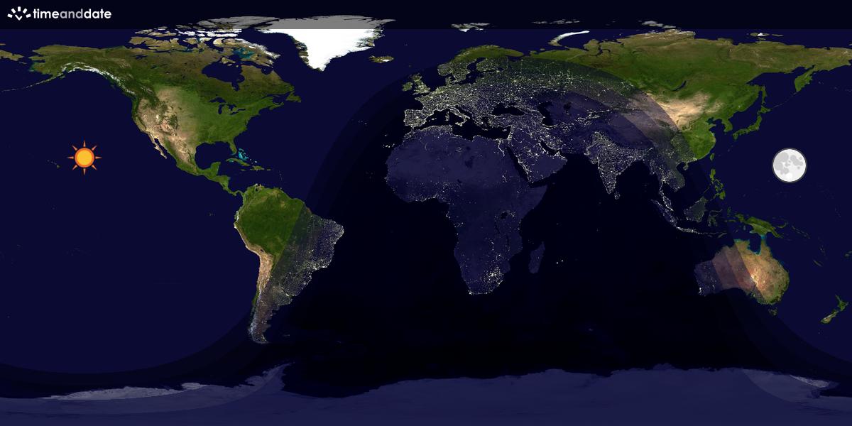 Verdenskart som viser dag og natt 