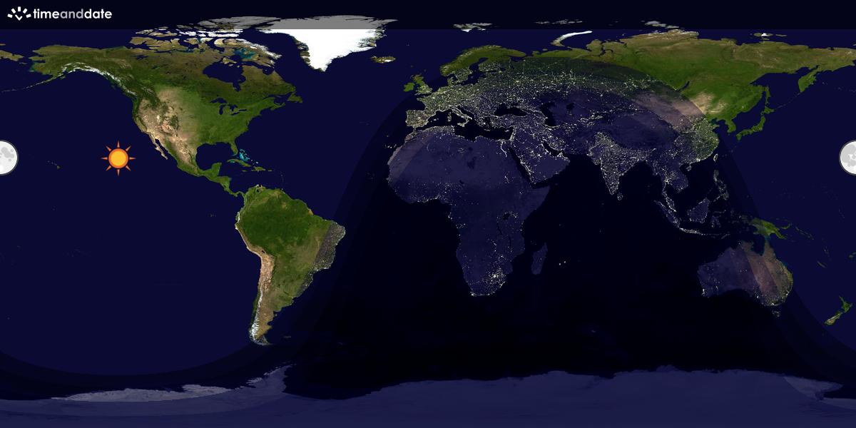 Verdenskart som viser dag og natt 