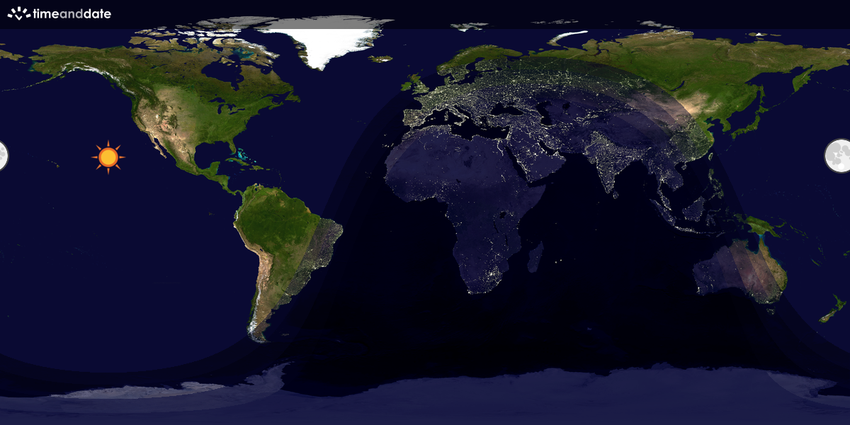 Verdenskart som viser dag og natt 
