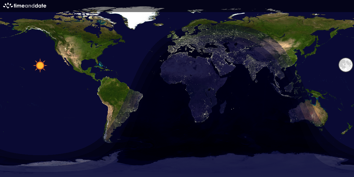 Verdenskart som viser dag og natt 