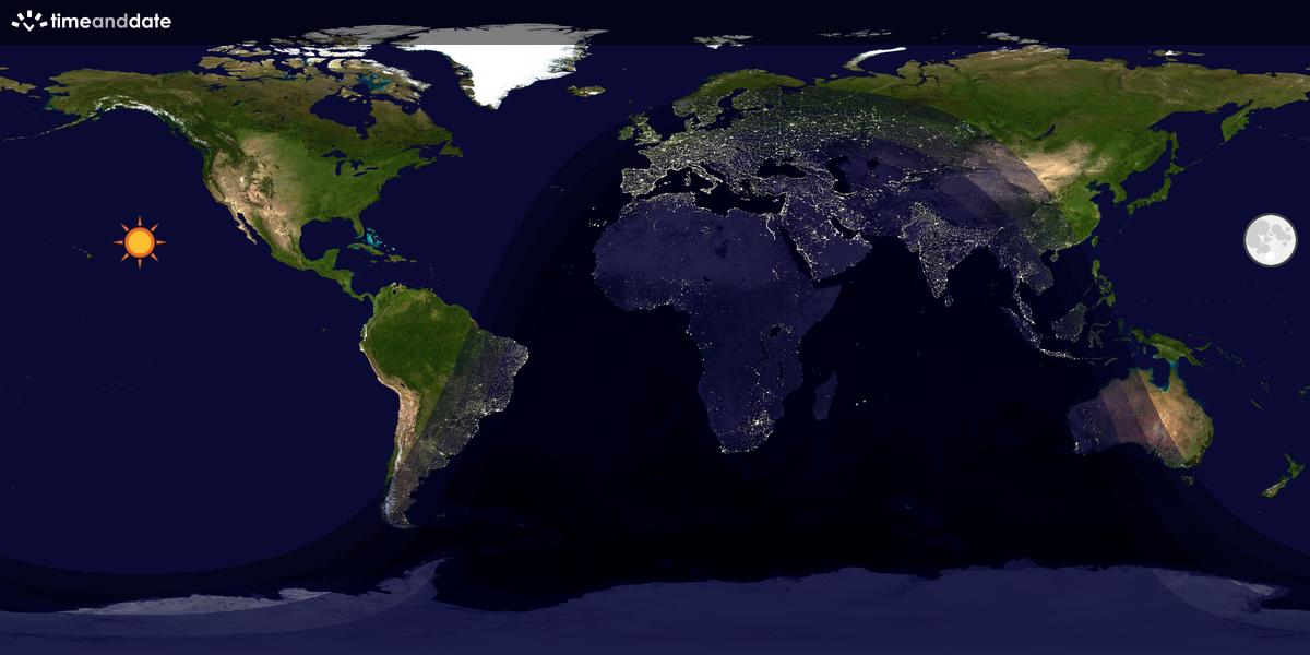 Verdenskart som viser dag og natt 