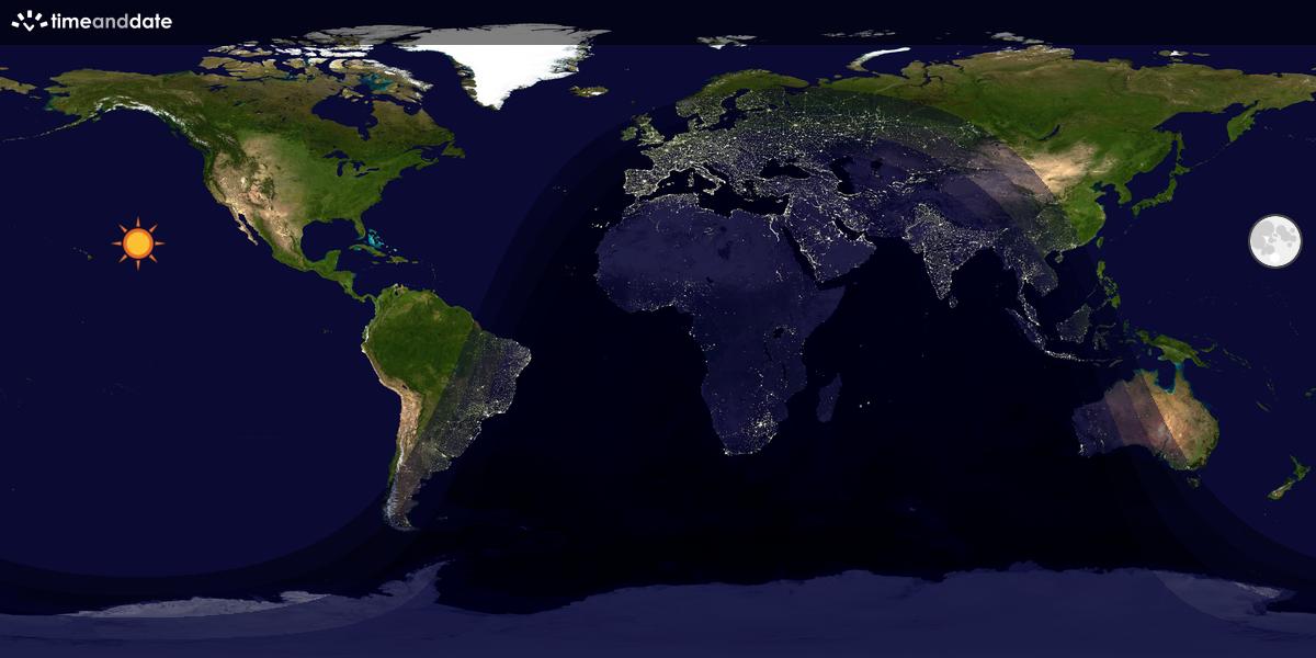 Verdenskart som viser dag og natt 