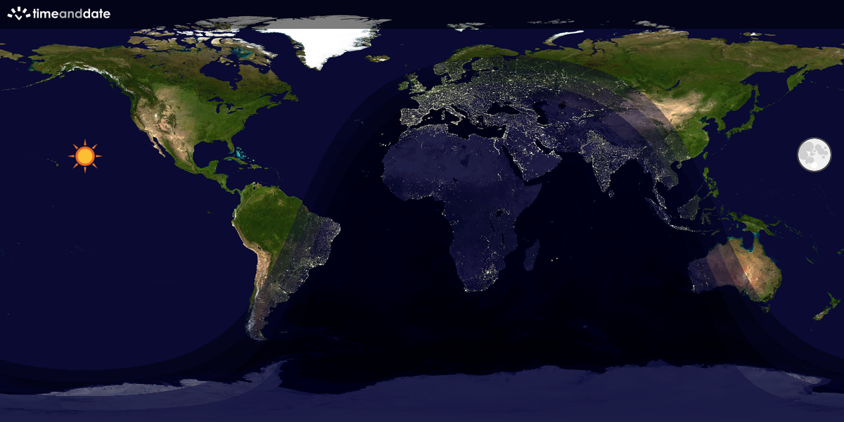Verdenskart som viser dag og natt 