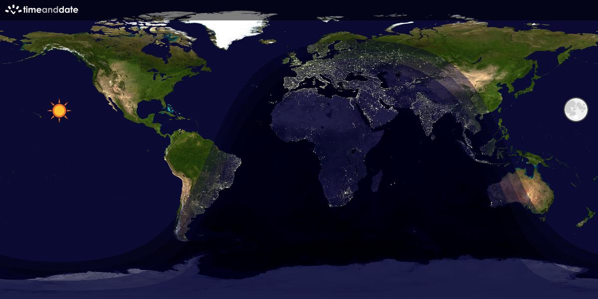 Verdenskart som viser dag og natt 