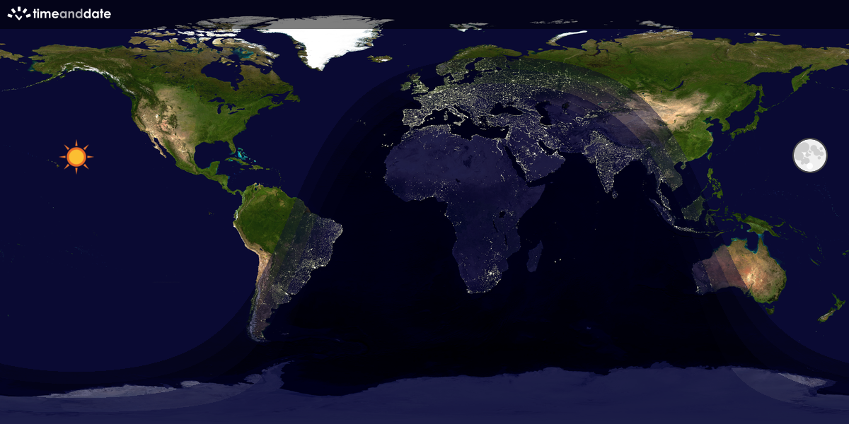 Verdenskart som viser dag og natt 