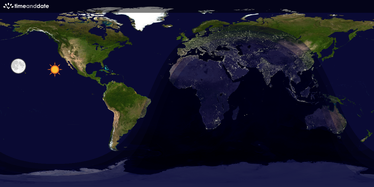 Verdenskart som viser dag og natt 