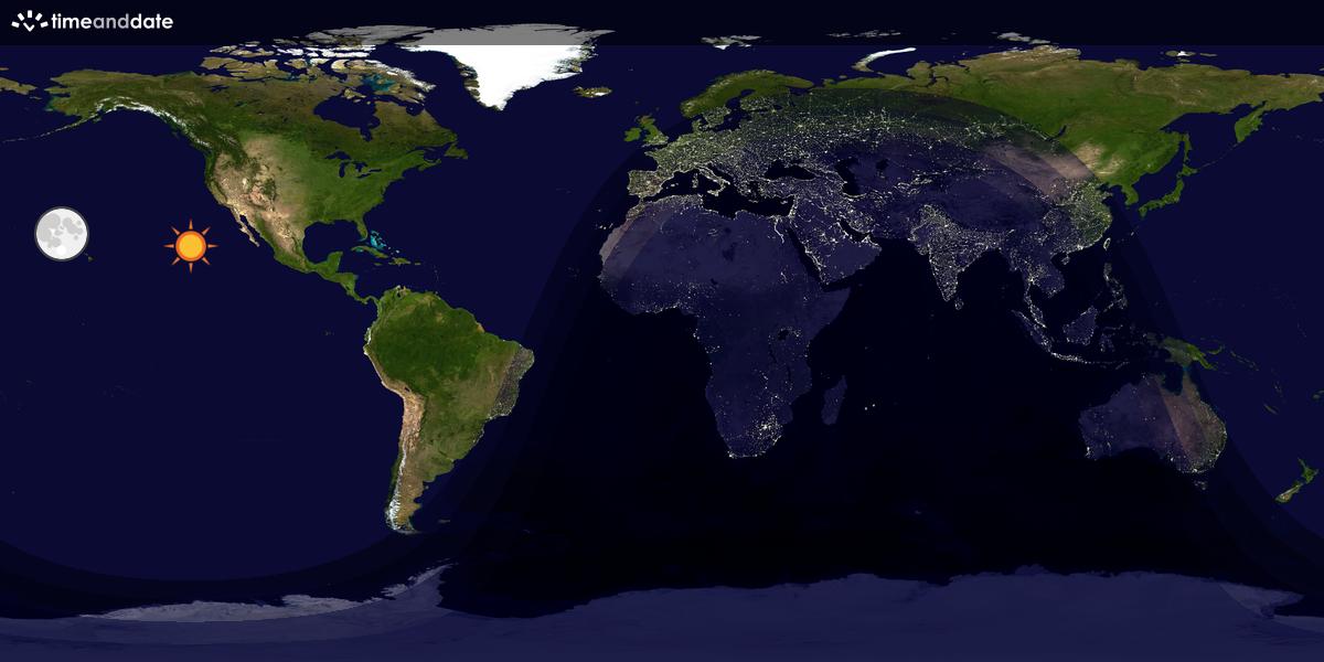 Verdenskart som viser dag og natt 