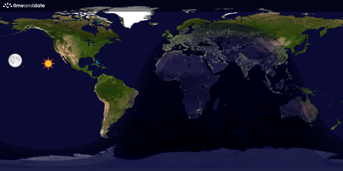 Verdenskart som viser dag og natt 