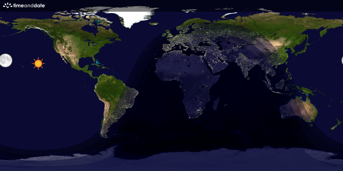 Verdenskart som viser dag og natt 