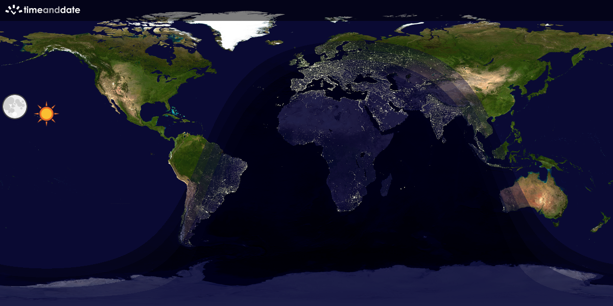Verdenskart som viser dag og natt 
