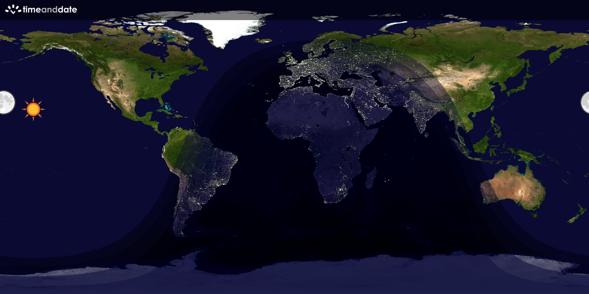 Verdenskart som viser dag og natt 