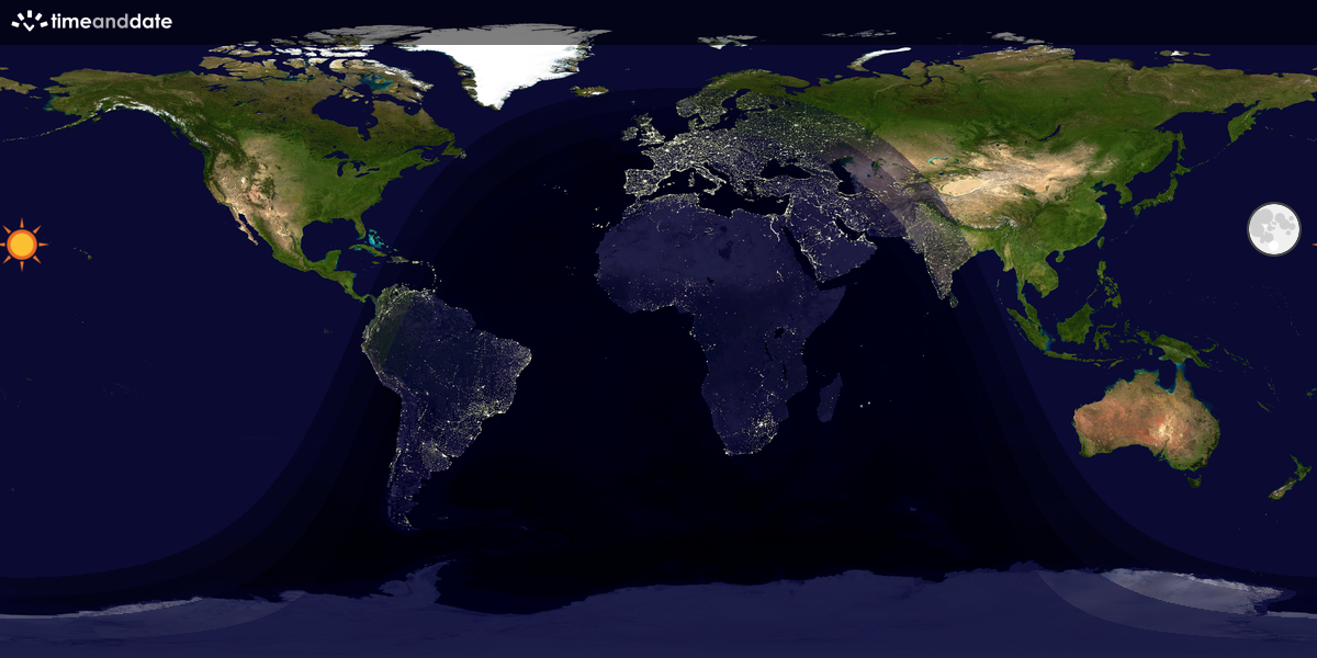 Verdenskart som viser dag og natt 