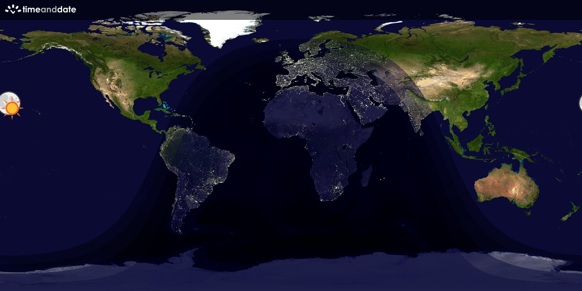 Verdenskart som viser dag og natt 