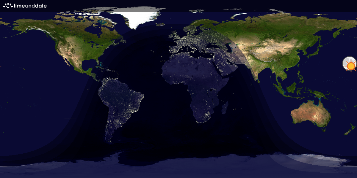Verdenskart som viser dag og natt 