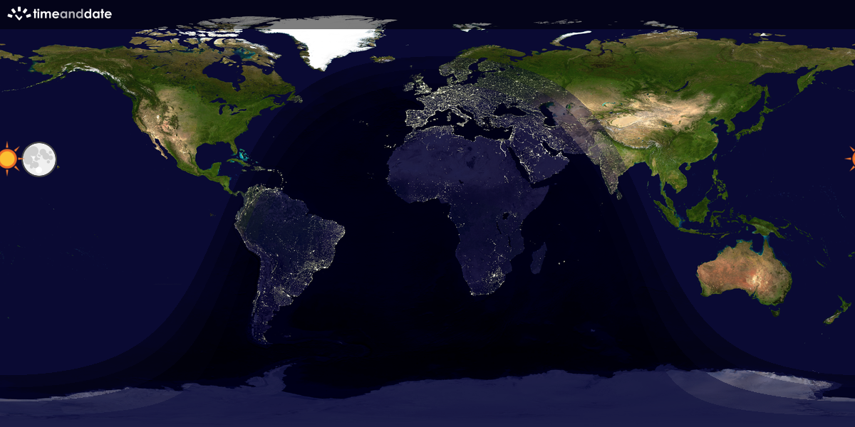 Verdenskart som viser dag og natt 
