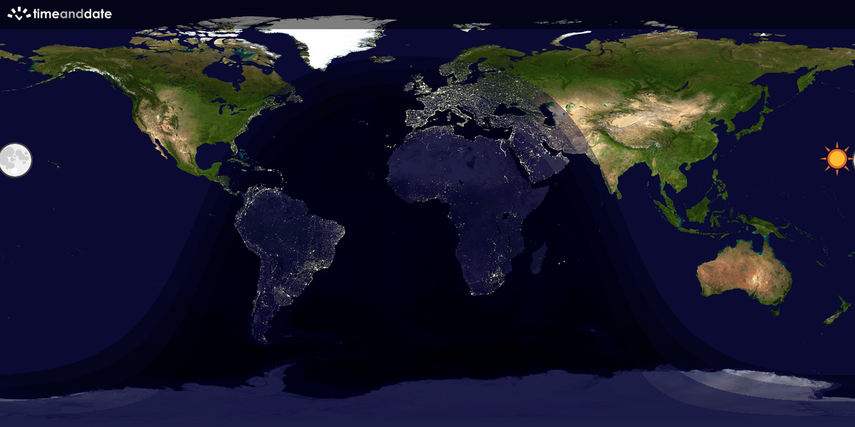 Verdenskart som viser dag og natt 