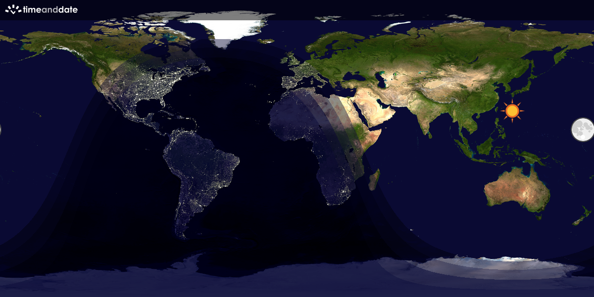 Verdenskart som viser dag og natt 