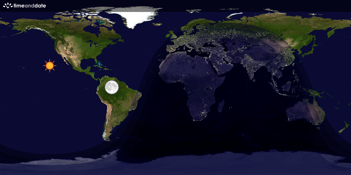 Verdenskart som viser dag og natt 