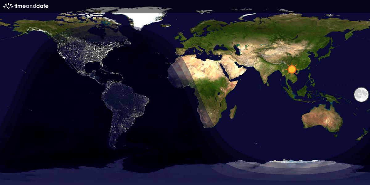 Verdenskart som viser dag og natt 