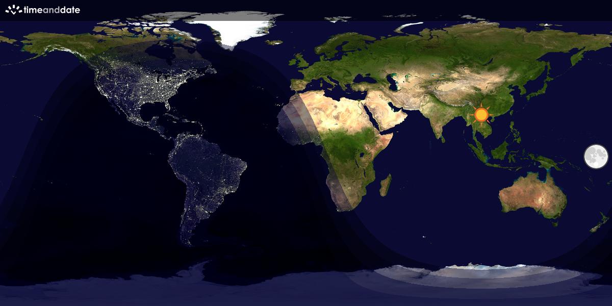 Verdenskart som viser dag og natt 