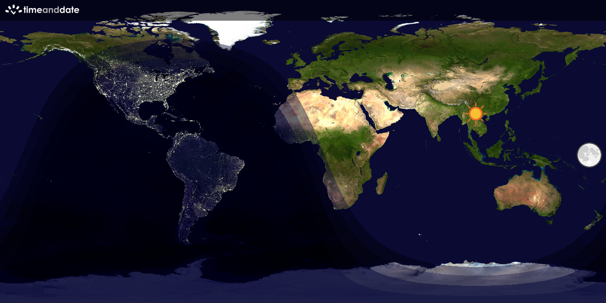 Verdenskart som viser dag og natt 
