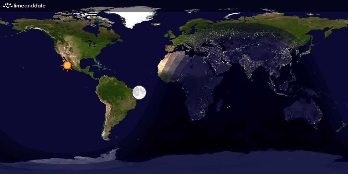 Verdenskart som viser dag og natt 