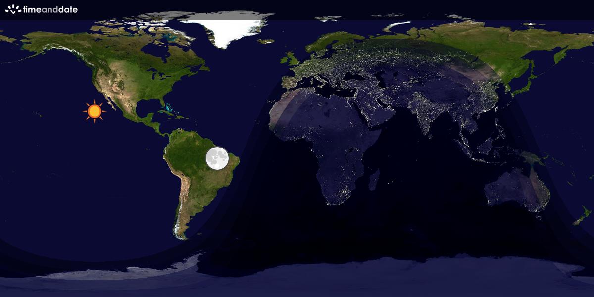 Verdenskart som viser dag og natt 