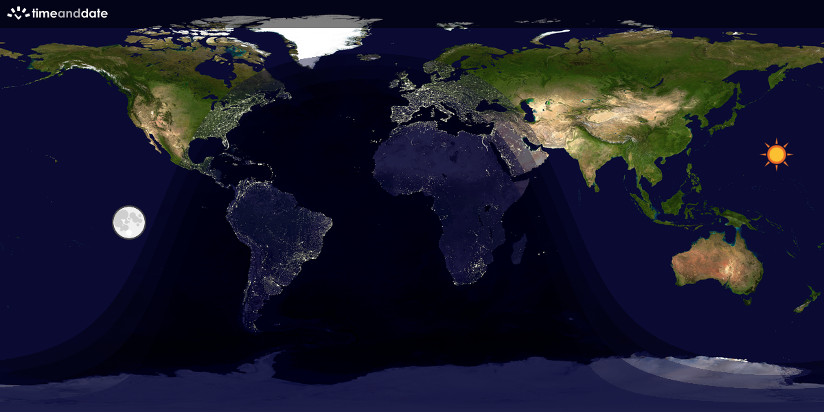 Verdenskart som viser dag og natt 