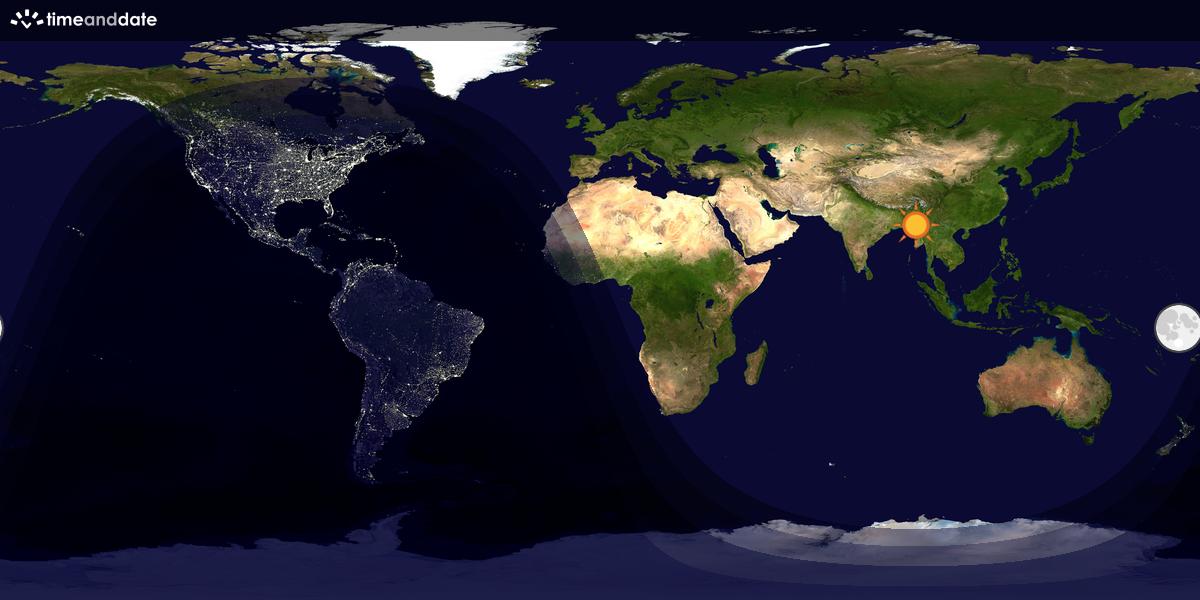 Verdenskart som viser dag og natt 