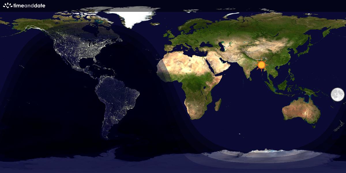 Verdenskart som viser dag og natt 