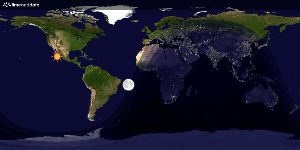 Verdenskart som viser dag og natt 