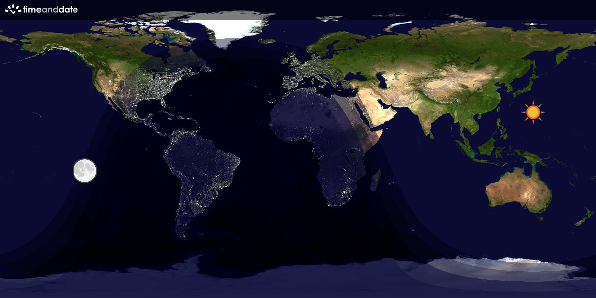 Verdenskart som viser dag og natt 