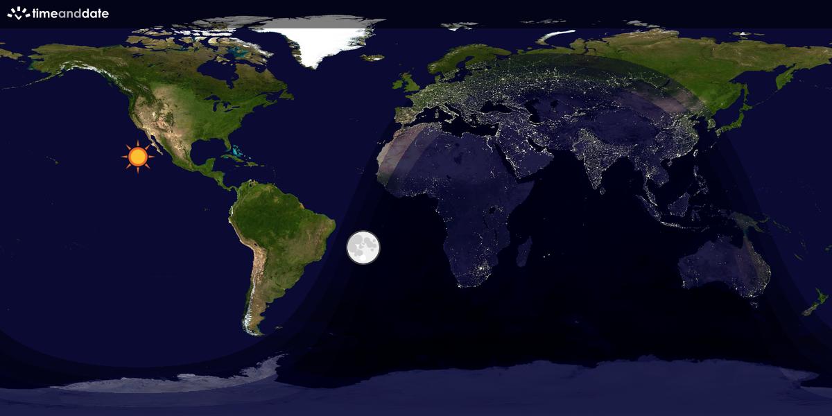 Verdenskart som viser dag og natt 