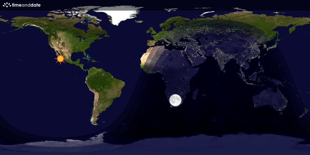 Verdenskart som viser dag og natt 