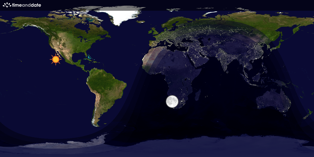 Verdenskart som viser dag og natt 