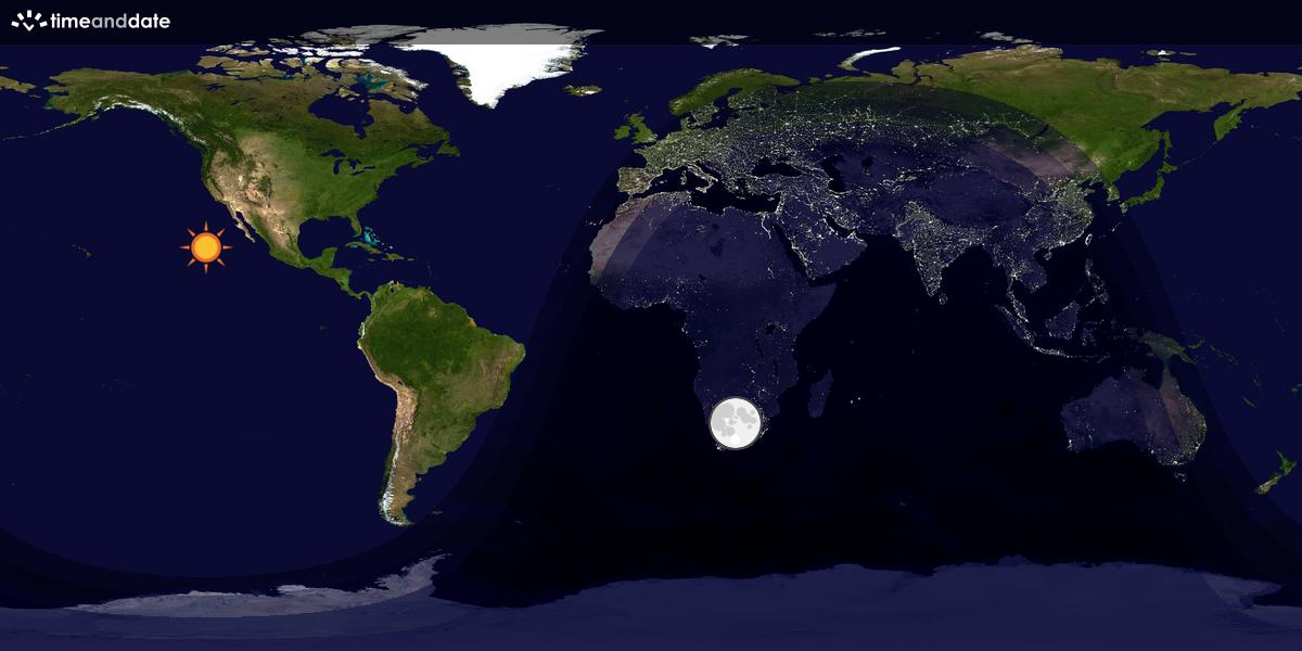 Verdenskart som viser dag og natt 