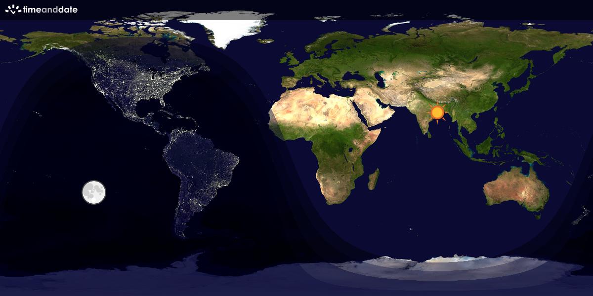 Verdenskart som viser dag og natt 