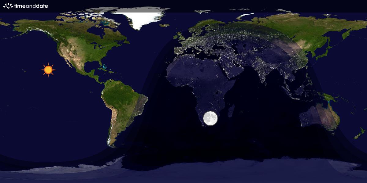 Verdenskart som viser dag og natt 