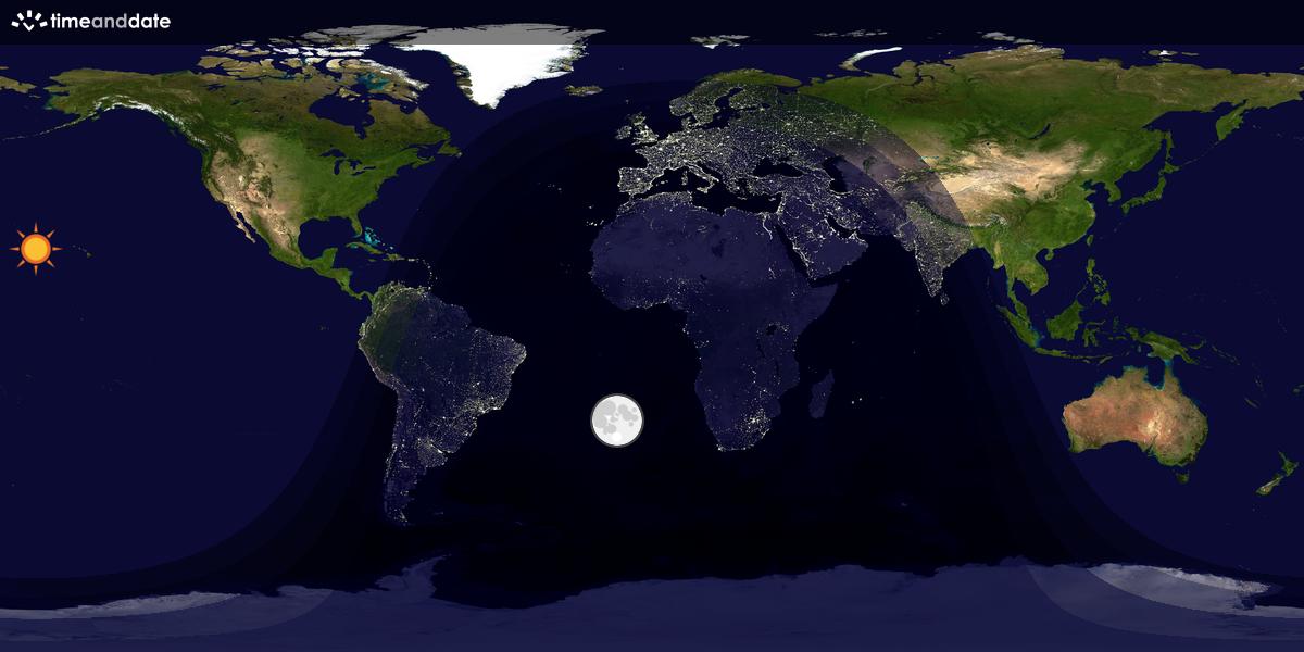 Verdenskart som viser dag og natt 