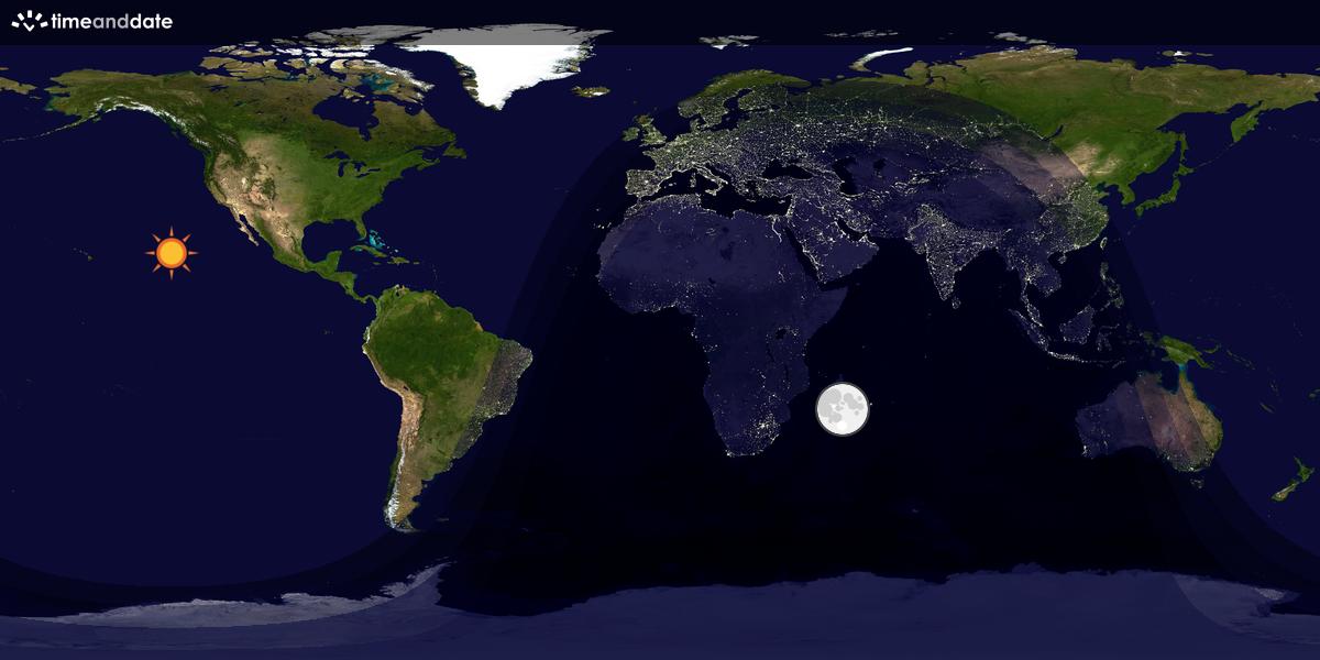 Verdenskart som viser dag og natt 